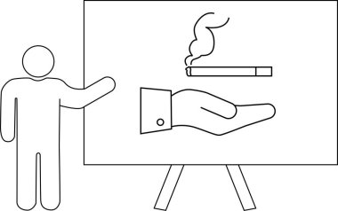 Sigara karşıtı sigara sunumu el dumanı sunucusu sehpasında