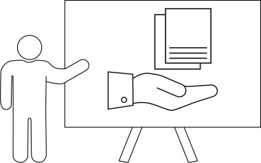 Slayt sunan kişi, el ele tutuştuğu belgeleri sehpada sunar.