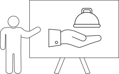 Satır çizim sunucusu, servis tabağını gösteren el hareketlerini gösterir