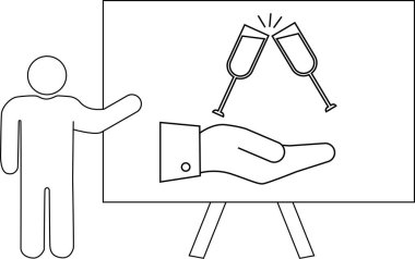 Sunucu, kürsüde duran bir el gözlüğü ile kurulu işaret ediyor.