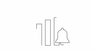 Çizgi sanatı yükselen bir çubuk grafik yukarı doğru bir ok ve bir çan sembolü gösterir.