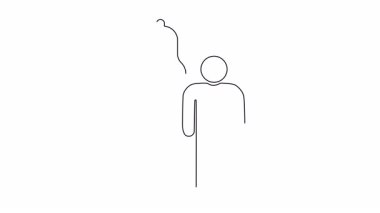 Kafasının üstünde çan olan birinin basit bir çizimi.