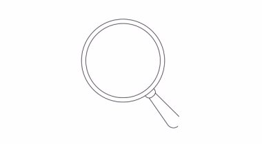 Dalgaların üzerinde yüzen bir harfle şişeye odaklanan bir büyütecin siyah çizimi