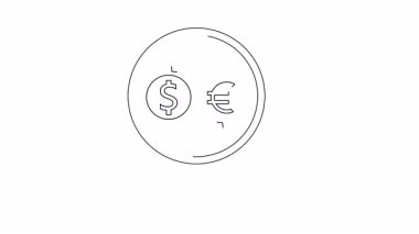 Bir dolar ve avro sembolündeki büyüteçlerin siyah ana hatlarıyla değiş tokuş okları.