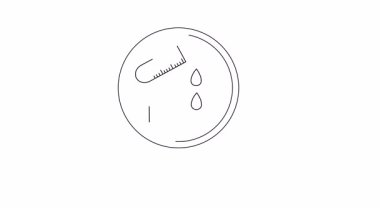 Bir büyüteç test tüpünü büyütür sıvı damlalar ve paslanmış bir yüzey