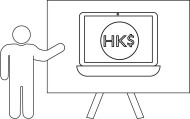 Bir çemberin içinde Hong Kong 'u gösteren bir dizüstü bilgisayar sunucusu