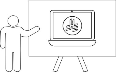 Beyaz bir sehpada logo gösteren bir dizüstü bilgisayar sunar.