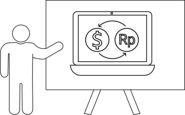 Dollarrupiah takasını gösteren dizüstü bilgisayar ekranı sunar