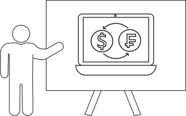 Bir sehpada gösterilen dizüstü bilgisayarda döviz değişimi sunumu