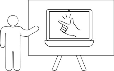 Perdenin yanında resim sehpasındaki çıtırdayan eli gösteren biriyle sunum