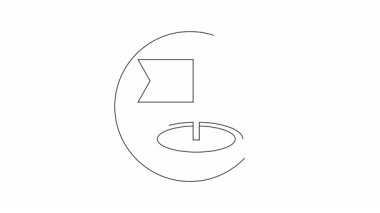 Çemberin içinde bir bayrak simgesi ve içinden bir çizgi geçen sembolize gönderme