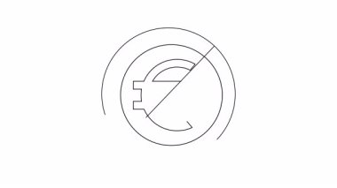 Bir çizgi çizimi, iki eşmerkezli daire içinde çapraz çizgili bir avro işareti gösteriyor.