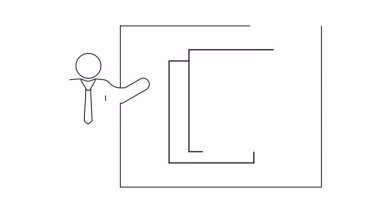 Çift çerçeveli bir ekran veya ekran içinde sunulan iki belgeye bir figür işaret eder