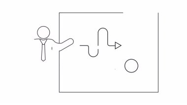 Satır sanatı, bir tahtada iki yol sunan kişiyi tasvir eder. Başarılı bir yol değil.
