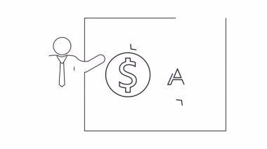 Bağlı çizgi sanatçısı USD 'yi AUD para birimine gösteren panoya işaret ediyor