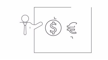 Satır sanatı, dolar döviz kurunun diyagramını sunan kişiyi gösteriyor
