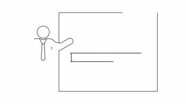 Çizgi çizen işadamı siyah çizgili bir çizelgeye işaret ediyor