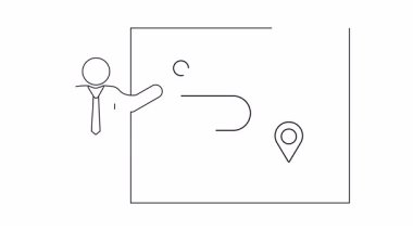 Adam iki lokasyon iğnesi ve aralarında bir rota olan bir haritayı işaret ediyor.