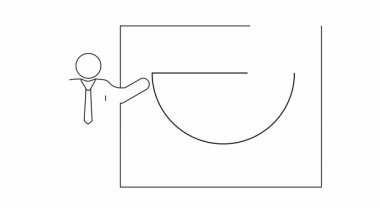 Duvarda yarım daire nesnesi sunan kişi