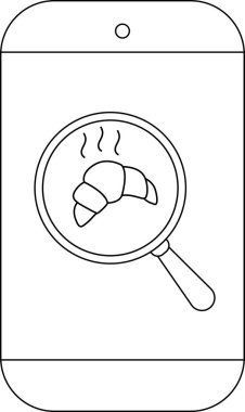 Bir telefon ekranında kruvasanın üzerinde buharlı bir büyüteç görülüyor.