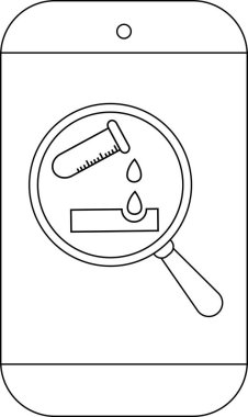 Üzerinde bir büyüteç olan akıllı telefon paslanmış bir yüzeye sıvı damlatan bir test tüpü gösteriyor.