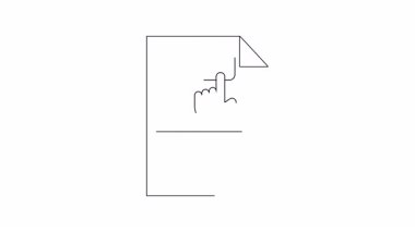 Üzerinde çizgiler ve bir düğmeyi gösteren parmak olan kağıt bir belge.