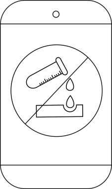 Ekranında aşındırıcı madde uyarı işareti olan bir cep telefonu.