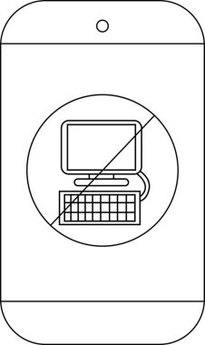 Yasak olduğunu gösteren bilgisayar simgesini gösteren bir akıllı telefon