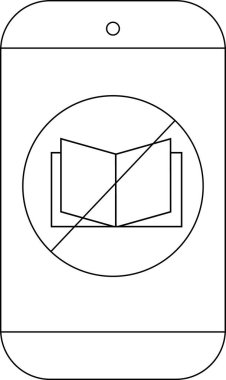 Bir akıllı telefon, üstü çizili açık bir kitap sembolü gösterir