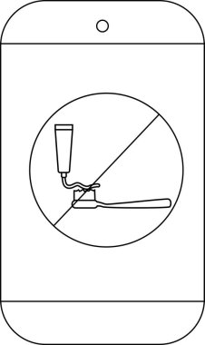 Telefon ekranında diş fırçalama yasağı sembolü yok