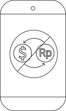 Telefon ekranında dollarrupiah takas yasağı okları para simgeleri gösteriliyor