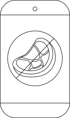 Biftek içeren daire çizili telefon et tüketimine izin vermiyor.