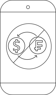 Döviz döviz simgelerini gösteren akıllı telefon oklarla işaretlenmiş dolar.
