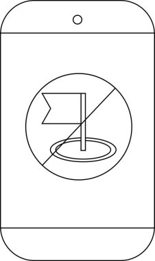 Çember ve köşegen içinde engellenmiş bir bayrak simgesini gösteren akıllı telefon