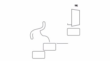 Bir çöp adam açık bir kapıya doğru merdivenleri tırmanır.