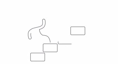 Çizgi sanatı, üst basamağa yerleştirilmiş bir diplomayla merdivenleri çıkan birini gösteriyor.