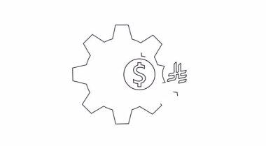 Çemberli bir vites, eğri oklarla değişen bir dolar işareti de dahil.