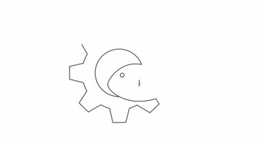 İçinde balık olan bir vites. Beyaz bir arka planda siyah çizgili.