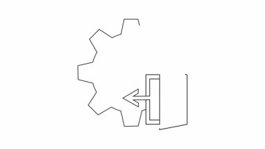 Açık kapılı bir vites ve siyah çizgilerle ona doğru bakan bir ok.