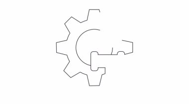 Beyaz arkaplanda çizilen basit bir çekiç hattının arkasındaki vites.