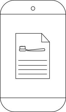 Diş fırçası simgesi ve yazılı satırları olan bir belgeyi gösteren akıllı telefon ekranının dijital bir taslağı