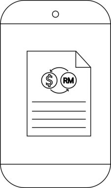 Bir telefon, üzerinde USD ve Malezya Ringgit RM arasında döviz döviz sembolü bulunan bir belge gösterir