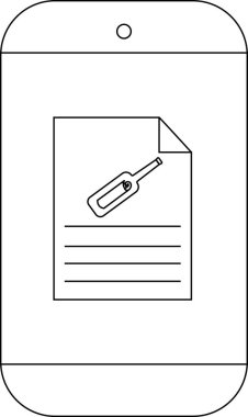 Bir telefon bir sayfa simgesini tüy kalem resmi ve metin satırlarıyla gösterir