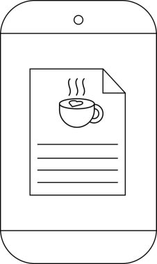 Kahve fincanı grafikli metin içeren bir belgeyi gösteren bir akıllı telefon