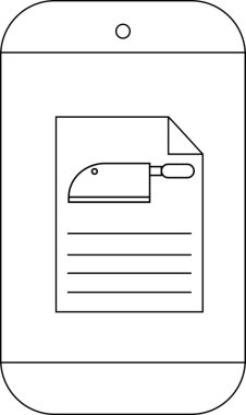 Akıllı telefon, ekranında satır çizimi ve metin satırı olan bir belgeyi görüntüler