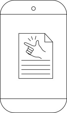 Akıllı telefon, parmaklarını şaklatan bir el ile bir belgenin görüntüsünü gösterir