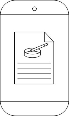 Akıllı telefon, kültablasında sigara ve çizgileri olan bir belgenin görüntüsünü gösterir