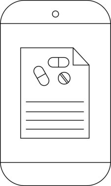 Akıllı telefon ekranında ilaç simgeleri ve boş satırlar içeren açık bir tıbbi reçete görüntülenir