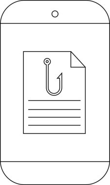 Cep telefonu kıvrık köşeli ve balıkçı kancası grafikli belge simgesini görüntüler