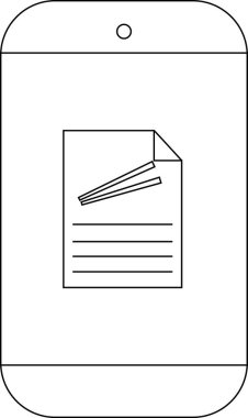 Telefon ekranı metin satırları ve katlanmış köşeli bir belge simgesi görüntüler
